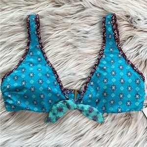NWT Laundry By Shelli Segal Boho Printed Floral Mixed Media Bikini Top Medium